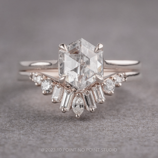 White Diamond Wedding Band, Dove Setting, 14K White Gold