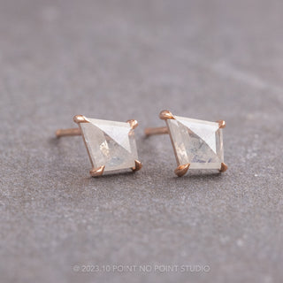 .60tcw Icy White Kite Diamond Studs, 14k Rose Gold Earrings