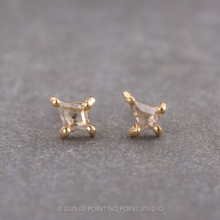 .26tcw Salt and Pepper Kite Diamond Studs, 14k Yellow Gold Earrings