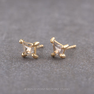 .26tcw Salt and Pepper Kite Diamond Studs, 14k Yellow Gold Earrings