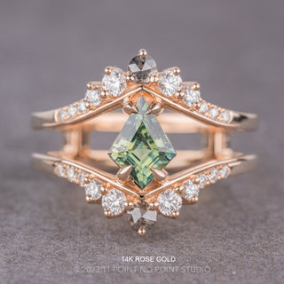 1.79 Carat Green Kite Sapphire and Diamond Engagement Ring, Empress Setting