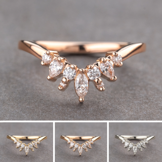 Ester Wedding Ring, 9 Diamond, Loaf Band