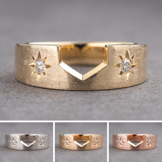 Estrella Wedding Ring, 2 Diamond, 5mm Matte