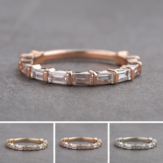 Eternity Style Wedding Ring, 11 Baguette Diamond women's wedding band, Point No Point Studio. Eco-friendly, Recycled Metals, Conflict Free.