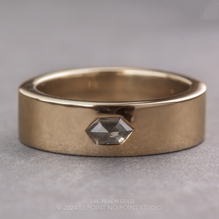 Salt and Pepper Hexagon Diamond Polished Mens Wedding Band, Comfort Fit