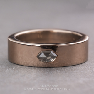Salt and Pepper Hexagon Diamond Polished Mens Wedding Band, Comfort Fit