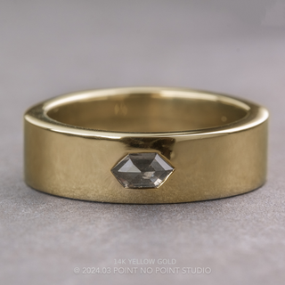 Salt and Pepper Hexagon Diamond Polished Mens Wedding Band, Comfort Fit