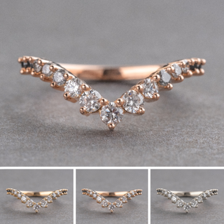 Eliza Wedding Ring, 15 Ombre Diamond, V Contour