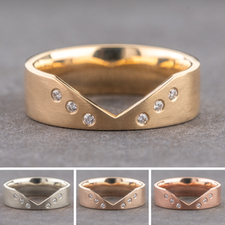 Ellipse Wedding Ring, 6 Diamond, 5mm Matte