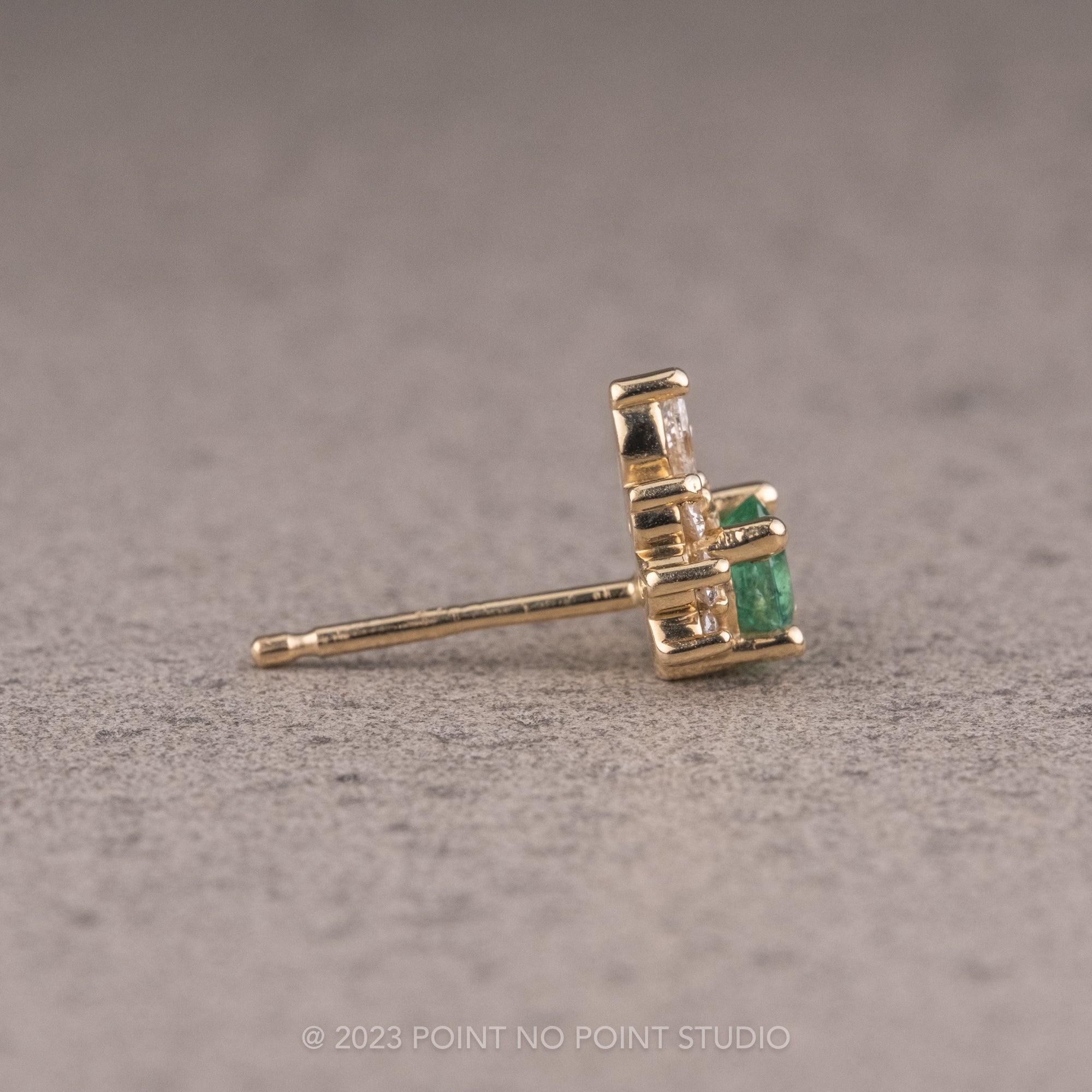 thumbnail image 2 of 2 Carat Simulated Diamond & Emerald Halo Stud Earrings – 14K White Gold Plated Sterling Silver 2 of 5