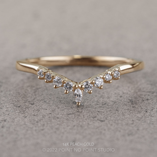 Etta Wedding Ring, 9 Diamond, Sloping Contour, Loaf Band