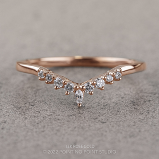 Etta Wedding Ring, 9 Diamond, Sloping Contour, Loaf Band