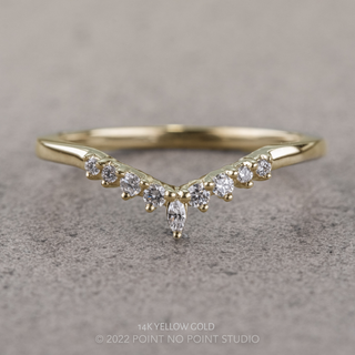 Etta Wedding Ring, 9 Diamond, Sloping Contour, Loaf Band