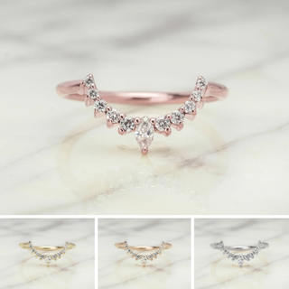 Etta Wedding Ring, 11 Diamond, Round Band