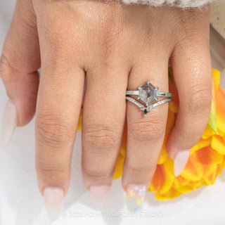 Ombre Diamond Wedding Ring, Flora Setting, 14K White Gold