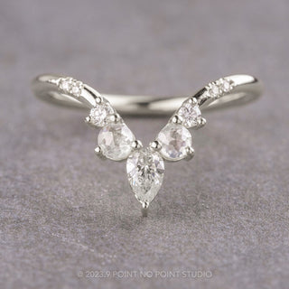 Icy White Diamond Wedding Ring, Flora Setting, 14K White Gold