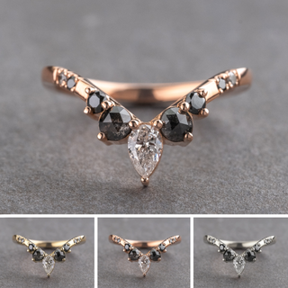 Florence Wedding Ring, 9 Diamond Dark Ombre, Loaf Band