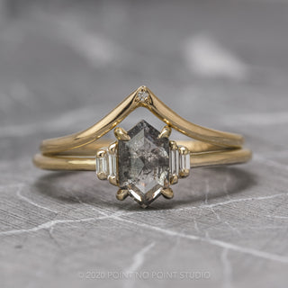 1.78 Carat Salt and Pepper Hexagon Diamond Engagement Ring, Betty Setting
