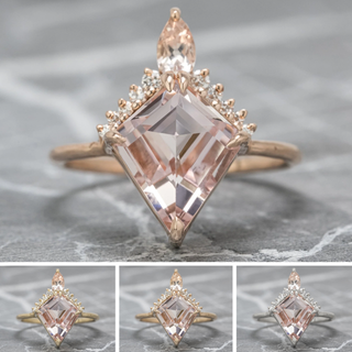 2.37 Carat Kite Morganite and Diamond Engagement Ring, Ava Setting