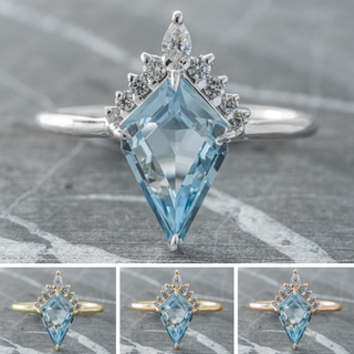 2.50 Carat Kite Aquamarine and Diamond Engagement Ring, Ava Setting