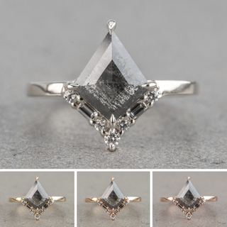 1.14 Carat Black Salt and Pepper Kite Diamond Engagement Ring, Paloma Setting