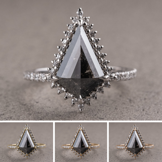 3.37 Carat Black Kite Diamond Engagement Ring, Solstice Setting