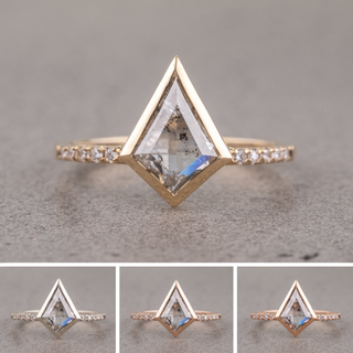 1.31 Carat Canadian Salt and Pepper Kite Diamond Engagement Ring, Bezel Jules Setting