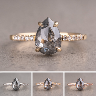 2.51 Carat Salt and Pepper Pear Diamond Engagement Ring, Jules Setting