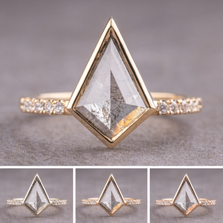 1.17 Carat Salt and Pepper Kite Diamond Engagement Ring, Jules Setting
