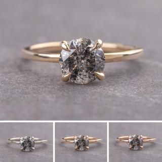 2.01 Carat Salt and Pepper Round Diamond Engagement Ring, Tulip Jane Setting