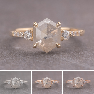 1.46 Carat Icy White Hexagon Diamond Engagement Ring, Eliza Setting