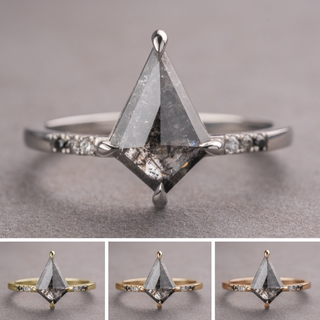 1.27 Carat Black Kite Diamond Engagement Ring, Ombre Jules Setting