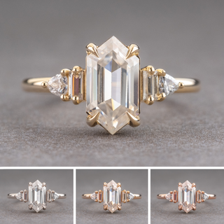 1.80 Carat Hexagon Moissanite Engagement Ring, Beatrice Setting