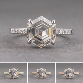 2.41 Carat Hexagon Moissanite Engagement Ring, Jules Setting