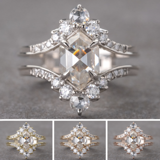 White hexagon engagement ring