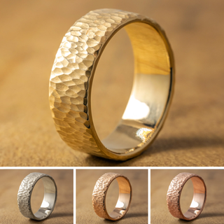 8mm Comfort Fit Mens Wedding Band, Leopard Print Hammered Matte