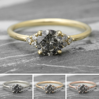 1.11 Carat Salt and Pepper Round Diamond Engagement Ring, Quinn Setting
