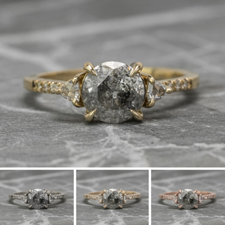 1.60 Carat Salt and Pepper Round Diamond Engagement Ring, Eliza Setting