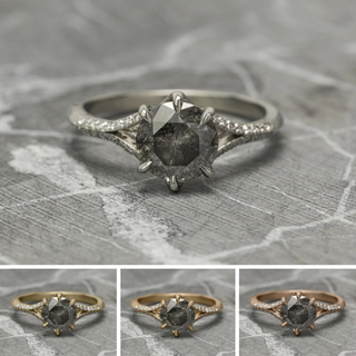 2.28 Carat Salt and Pepper Diamond Engagement Ring, Mackenzie Setting