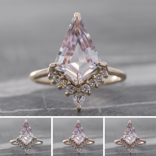 4.90 Carat Kite Morganite and Diamond Engagement Ring, Ava Setting