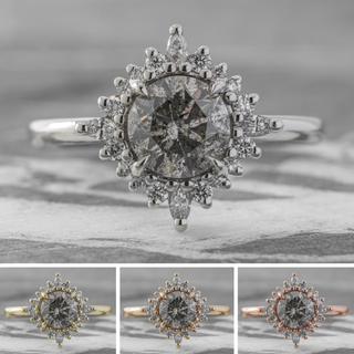 1.66 Carat Salt and Pepper Diamond Engagement Ring, Cosette Setting