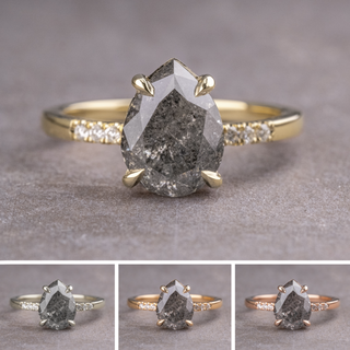 2.46 Carat Salt and Pepper Pear Diamond Engagement Ring, Jules Setting