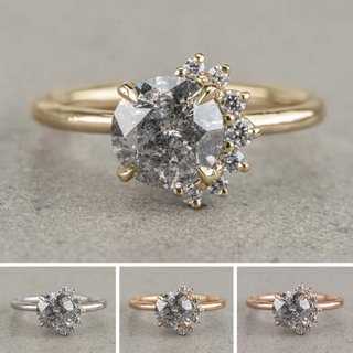 1.56 Carat Salt and Pepper Diamond Engagement Ring, Sammy Setting