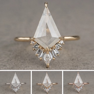 2.03 Carat Icy White Kite Diamond Engagement Ring, Wren Setting
