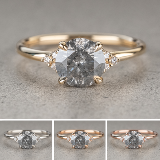 1.14 Carat Salt and Pepper Round Diamond Engagement Ring, Quinn Setting