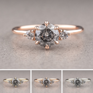 1.05 Carat Salt and Pepper Round Diamond Engagement Ring, Madison Setting