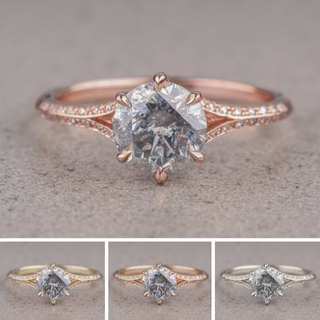 1.67 Carat Salt and Pepper Round Diamond Engagement Ring, Mackenzie Setting