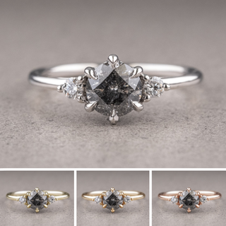 1.16 Carat Salt and Pepper Round Diamond Engagement Ring, Madison Setting
