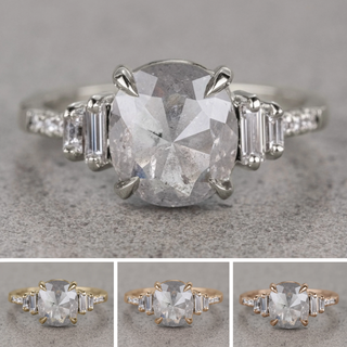 1.67 Carat Icy White Cushion Diamond Engagement Ring, Betsy Setting, 14K Yellow Gold