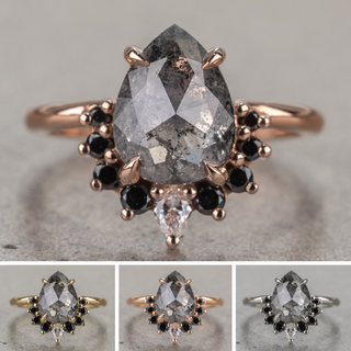2.61 Carat Salt and Pepper Pear Diamond Engagement Ring, Ava Setting